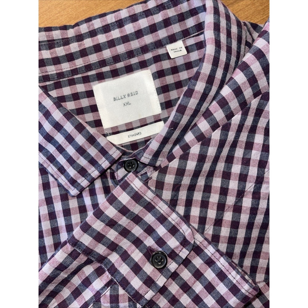 Billy Reid‎ Standard Shirt Men XXL Gingham Check Long Sleeve Button Down